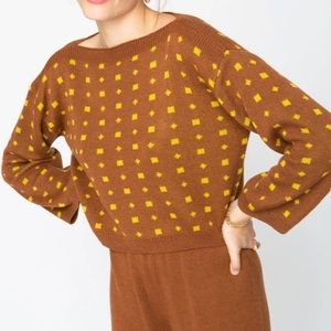 Callahan Brown and Yellow Crop Top